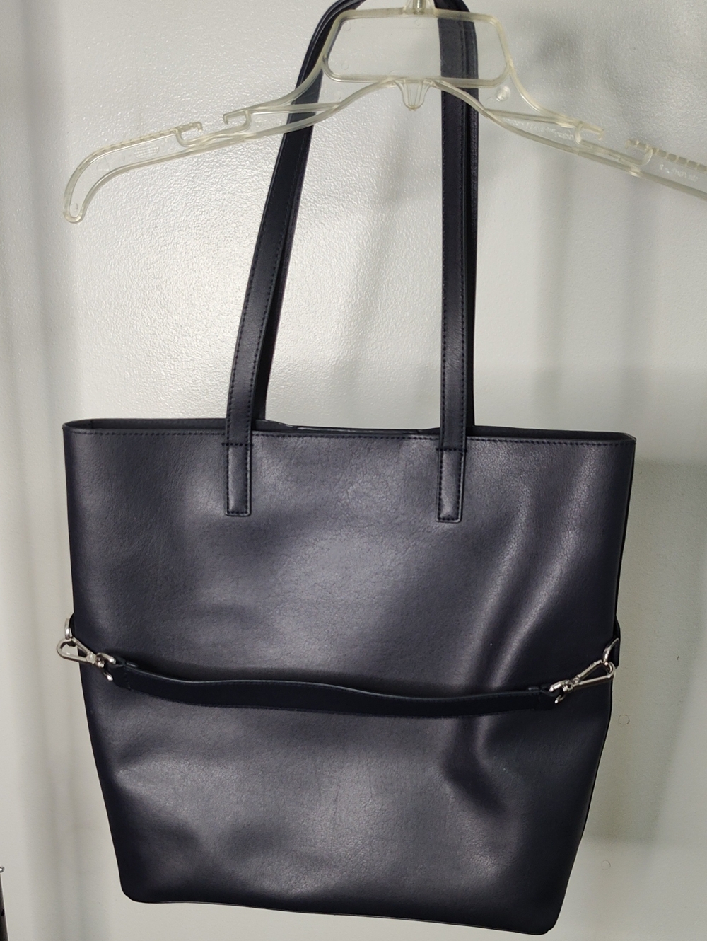 Away Navy Smooth Leather Tote with Silver Accents